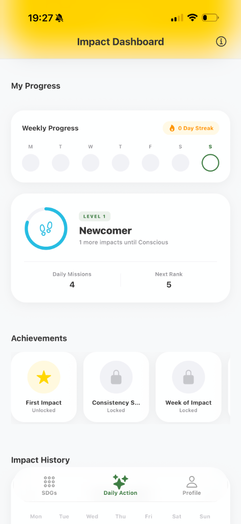 Daily Impact App UI